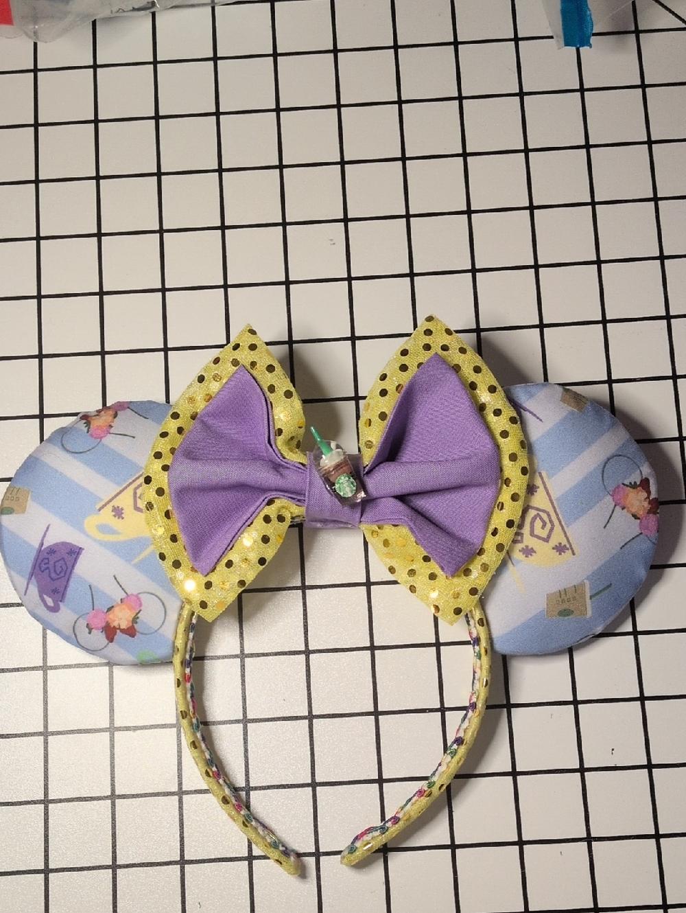 Coffe And Tea Themed Minnie Mouse Ear Headband